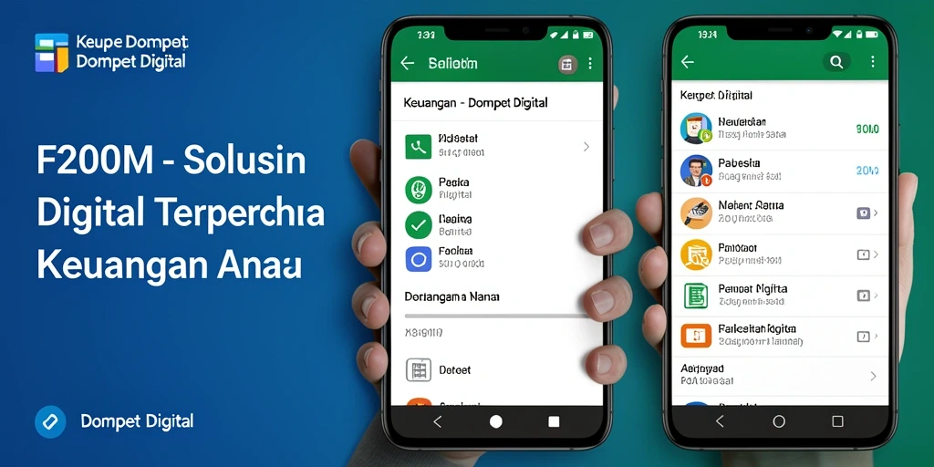 Screenshot antarmuka F200M menampilkan fitur Dompet Digital yang intuitif.