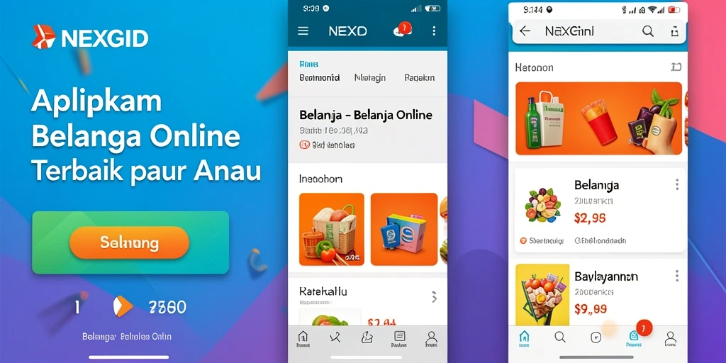 Tampilan antarmuka aplikasi NEXGID untuk belanja online.