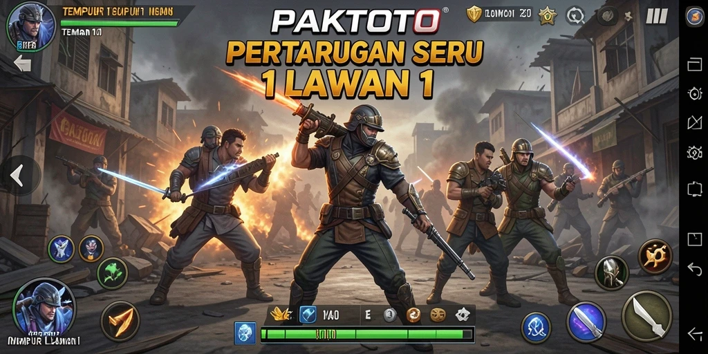 Antarmuka permainan PAKTOTO yang menarik dan intuitif untuk pertarungan 1 lawan 1.