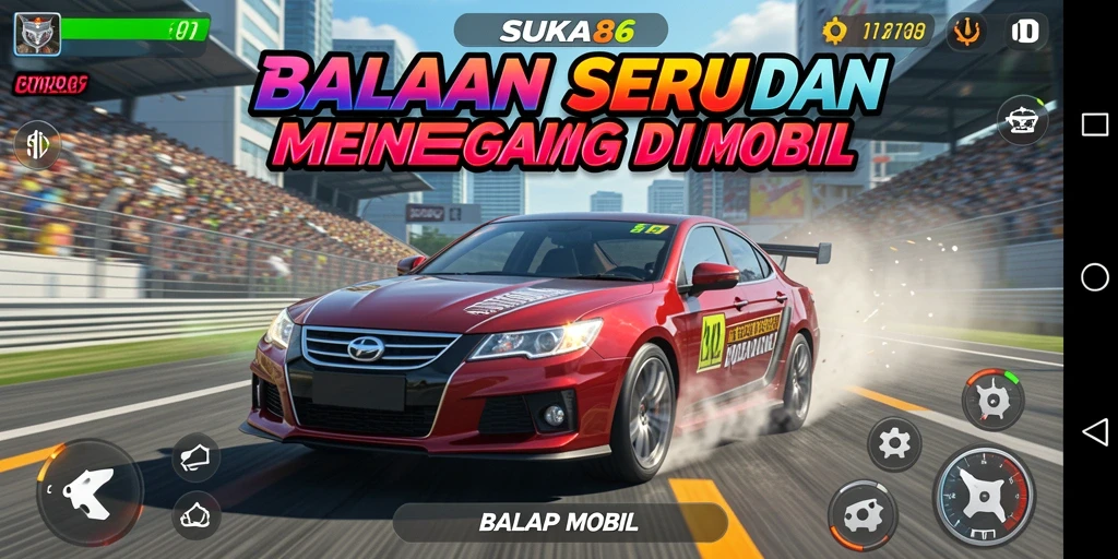 Tampilan antarmuka balap mobil yang seru dan interaktif.