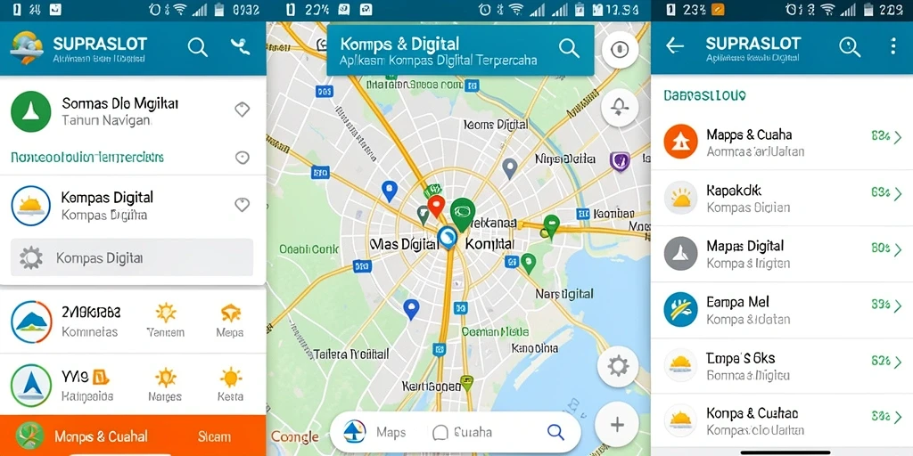 Antarmuka pengguna SUPRASLOT yang menampilkan kompas digital yang efisien.