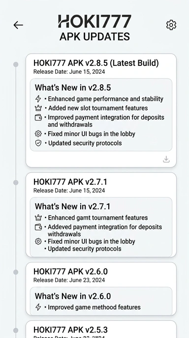 Riwayat Versi Aplikasi hoki777 untuk Pengguna Android